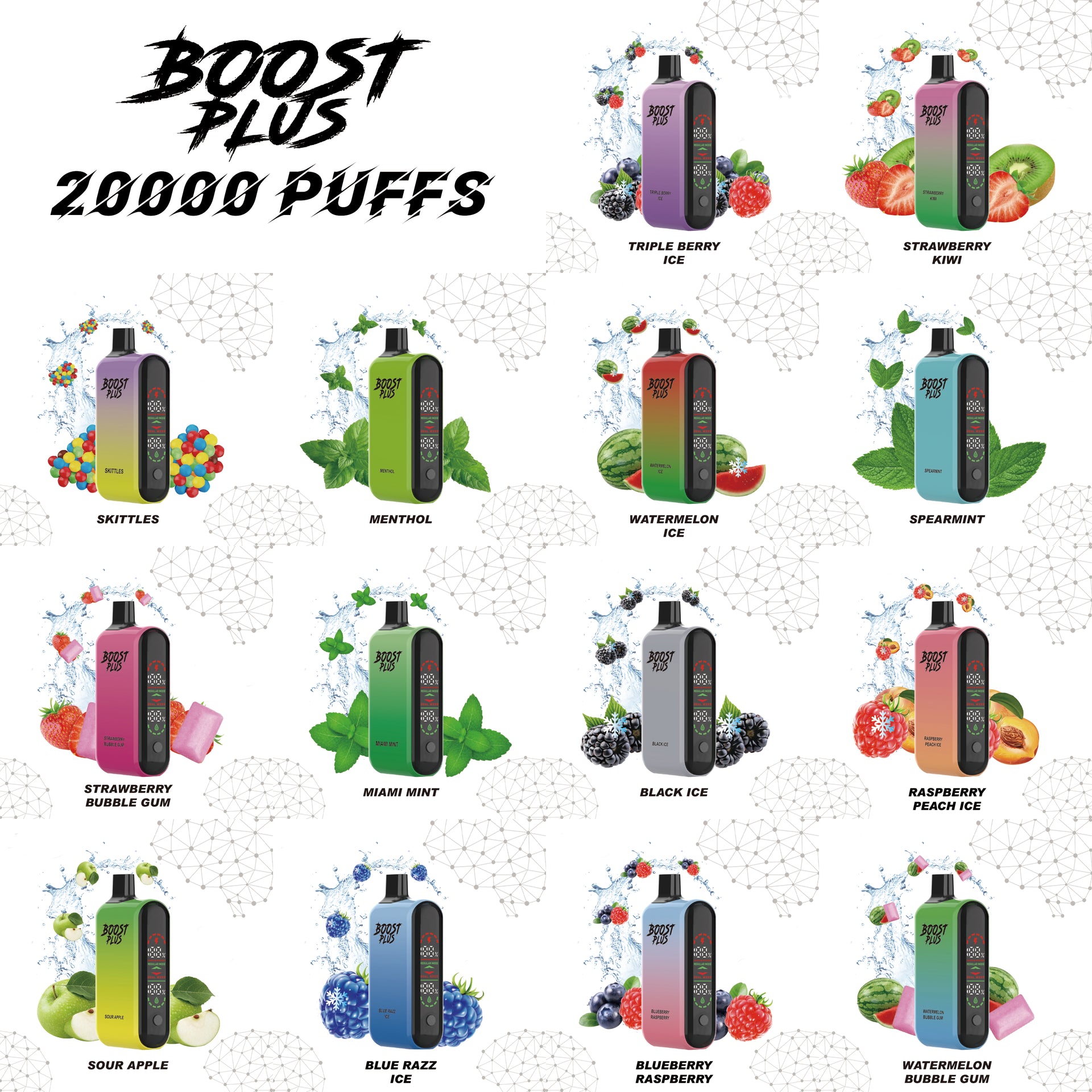 BOOST PLUS 25ML 20000 PUFFS DISPOSABLE VAPE DISPLAY GIWOORX BOOST PLUS 25ML 20000 PUFFS DISPOSABLE VAPE DISPLAY GIWOORX